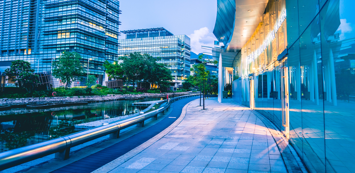 City street at an office park